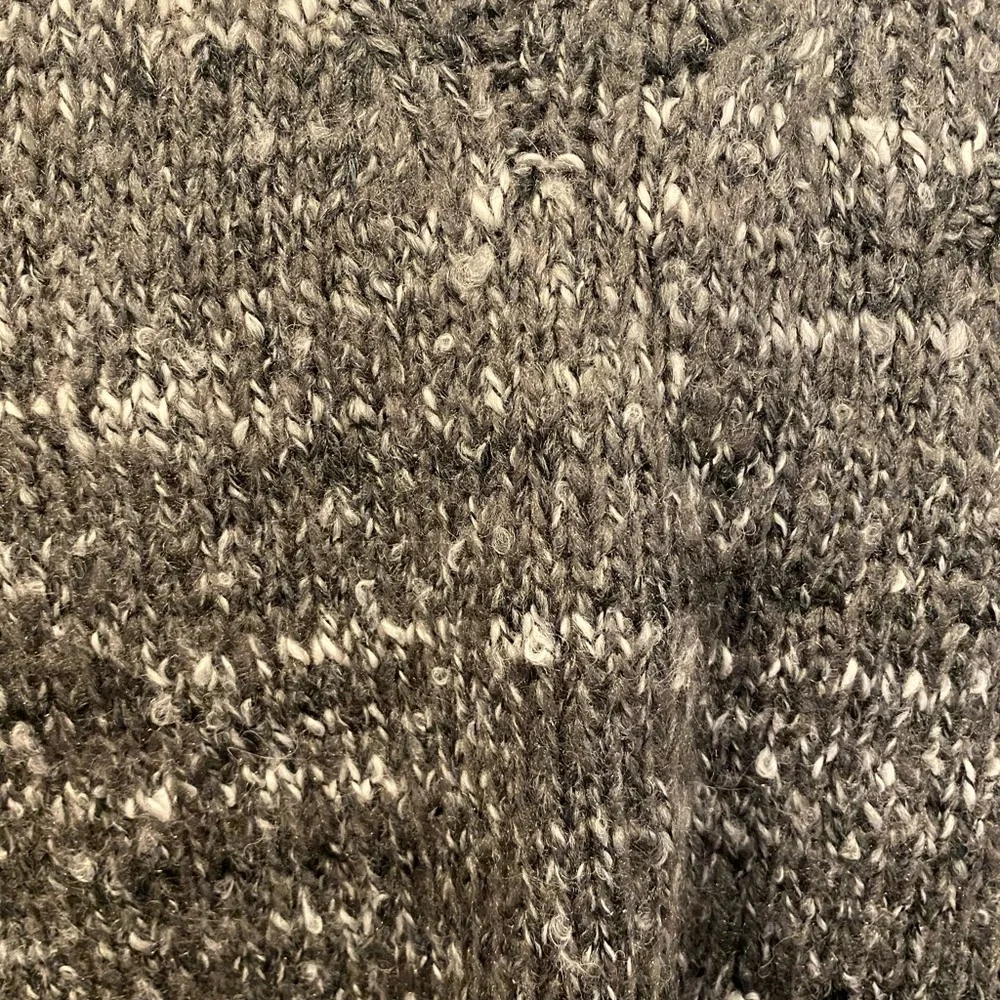 Gray/White/Black Variegated Cowl Neck Knit Sweater
